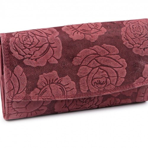Dámská peněženka kožená růže, ornamenty 9,5x18 cm 1ks