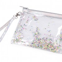 Pouzdro / kosmetická taška s přesýpacími flitry 14,5x17 cm 1ks