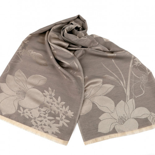 Šátek / šála s květy typu pashmina 74x185 cm 1ks