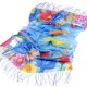 Šátek / šála s třásněmi malované květy 70x175 cm 1ks