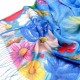 Šátek / šála s třásněmi malované květy 70x175 cm 1ks