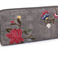 Dámská peněženka s vyšívanými květy 9,5x19 cm 1ks