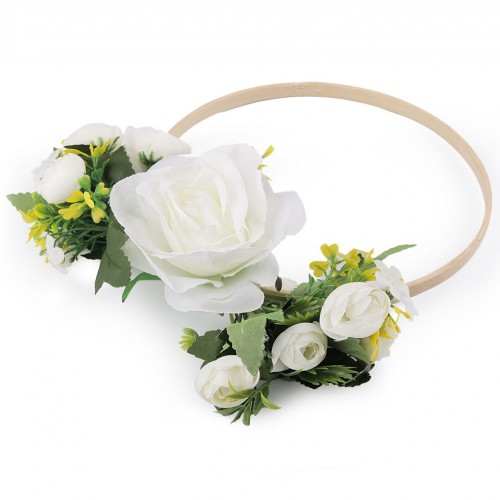 Svatební dekorace kruh s květy Ø19,5 cm 1ks