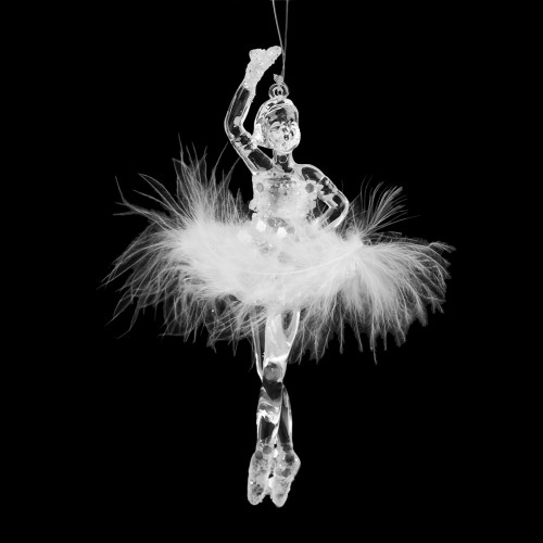 Dekorace baletka, labuť s glitry k zavěšení na stromeček 1ks