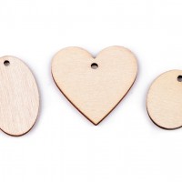 Dřevěná cedulka / štítek k domalování srdce, ovál10 - 10ks