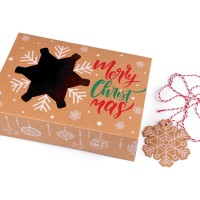 Vánoční dárková krabice s průhledem a jmenovkou1 - 1ks