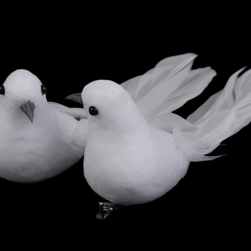 Dekorace holubice s klipem svatební, vánoční 2ks