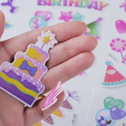 Samolepky plastické - narozeninové Happy Birthday 1karta