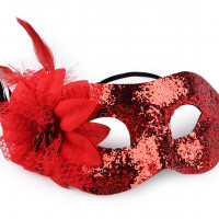 Karnevalová maska - škraboška s peřím 1ks