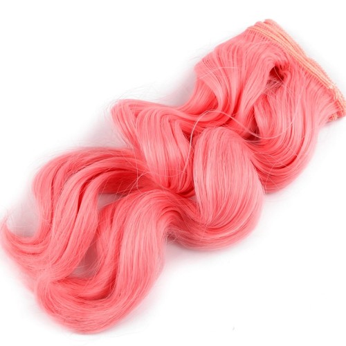 Vlasy pre bábiky vlnité 25 cm svetlo ružové